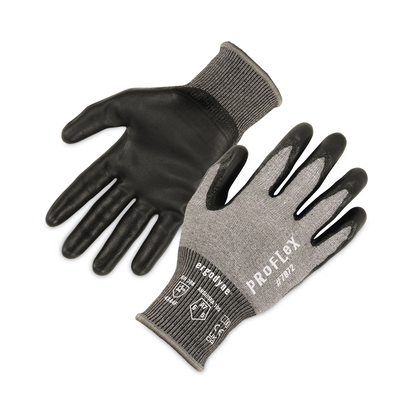 ProFlex 7072 ANSI A7 Nitrile-Coated CR Gloves, EN388: 4X44F, 9" Long, Medium, Gray, Pair