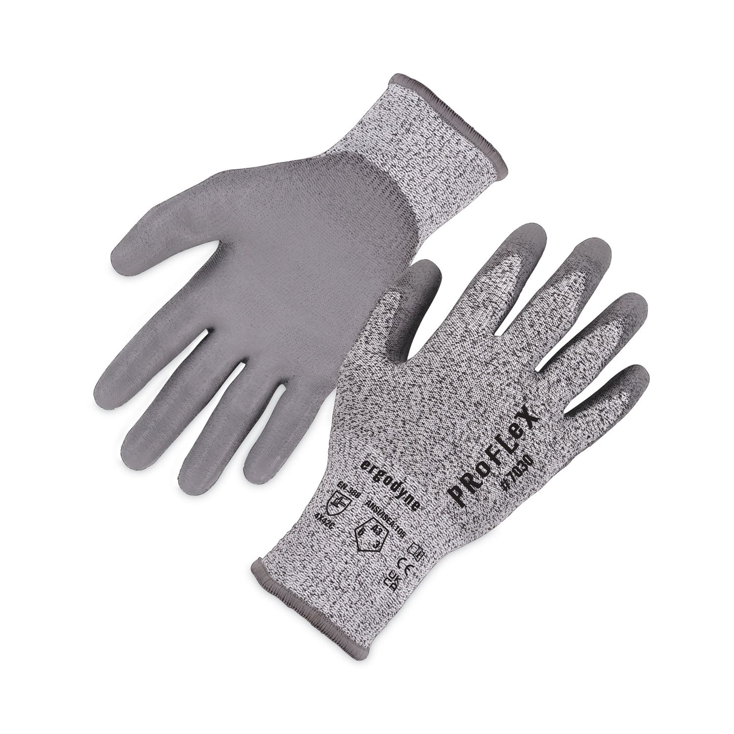 ProFlex 7030 ANSI A3 PU Coated CR Gloves, EN388: 4X42C, 9" Long, Medium, Gray, 12 Pairs
