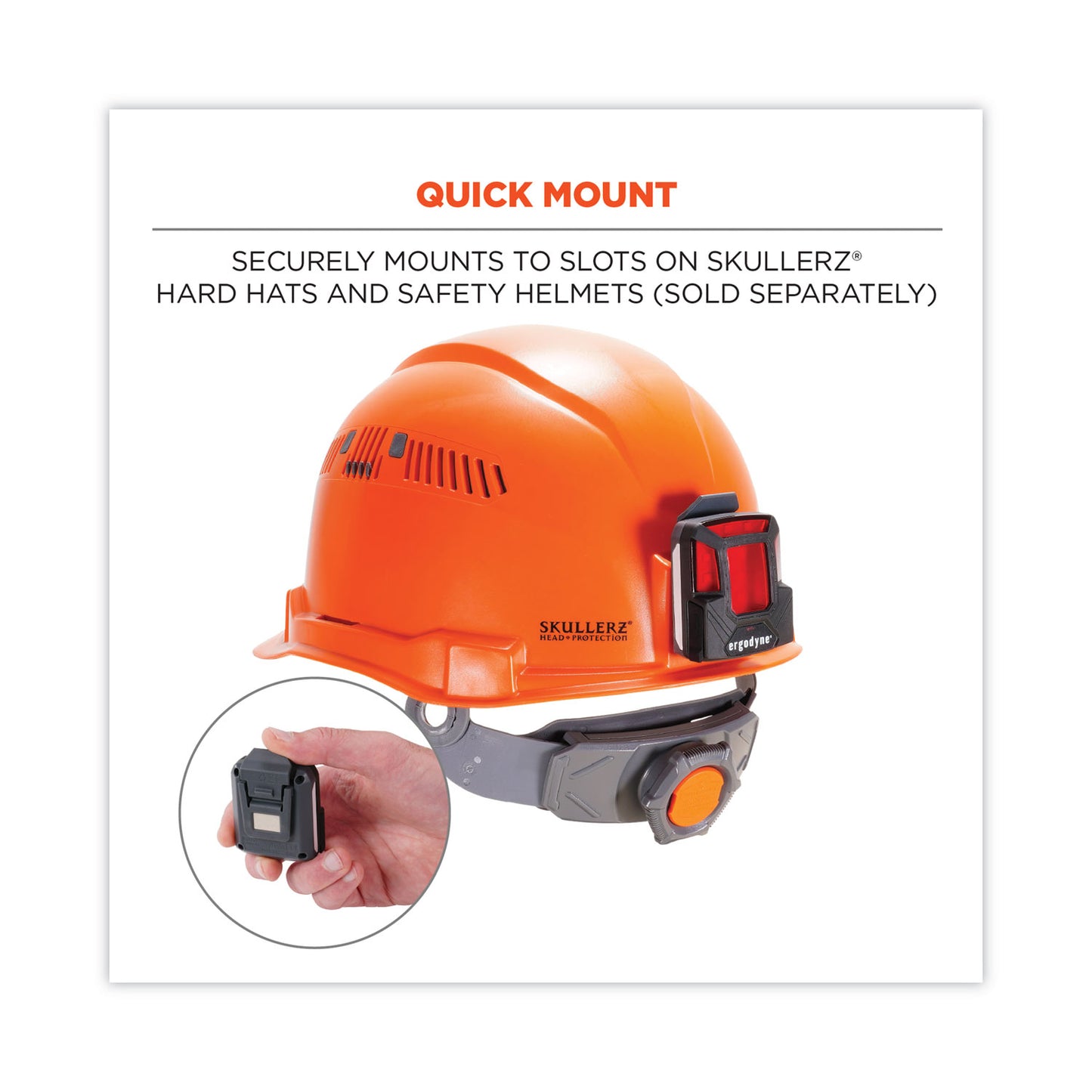 Skullerz 8993 Hard Hat Safety Light, 1.5 x 3 x 1.5, Black