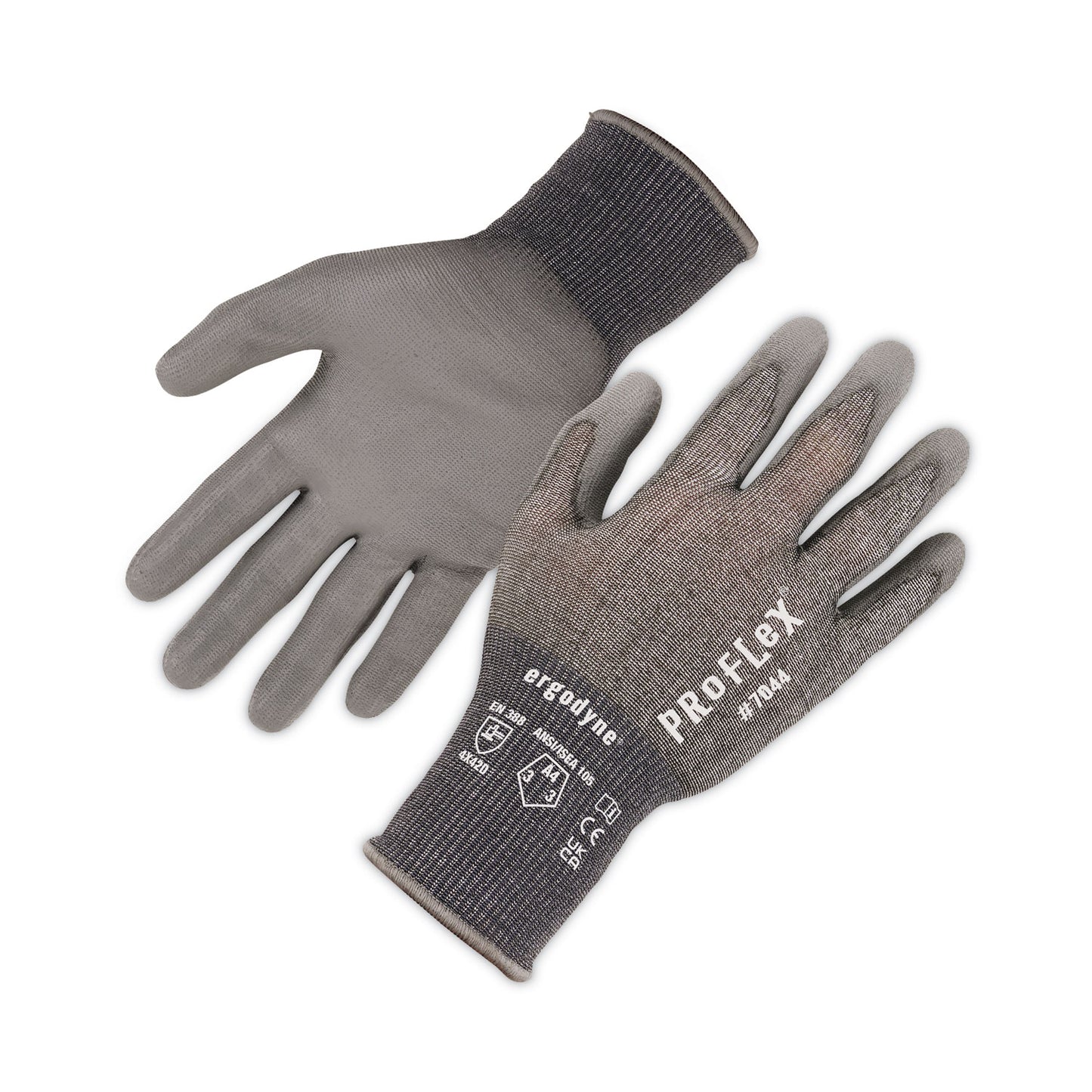 ProFlex 7044 ANSI A4 PU Coated CR Gloves, EN388: 4X42D, 9" Long, Large, Gray, Pair