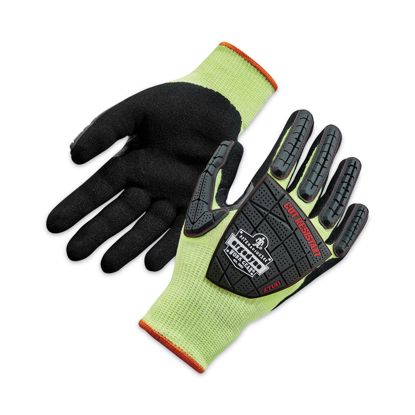 ProFlex 7141 ANSI A4 DIR Nitrile-Coated CR Gloves, EN388: 4X42DP, 9" Long, Small, Lime, Pair