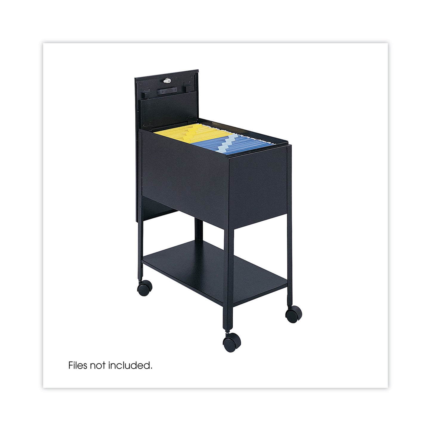 Extra-Deep Locking Mobile Tub File, Letter Size, Metal, 1 Shelf, 1 Bin, 13.5" x 24.75" x 28.25", Black