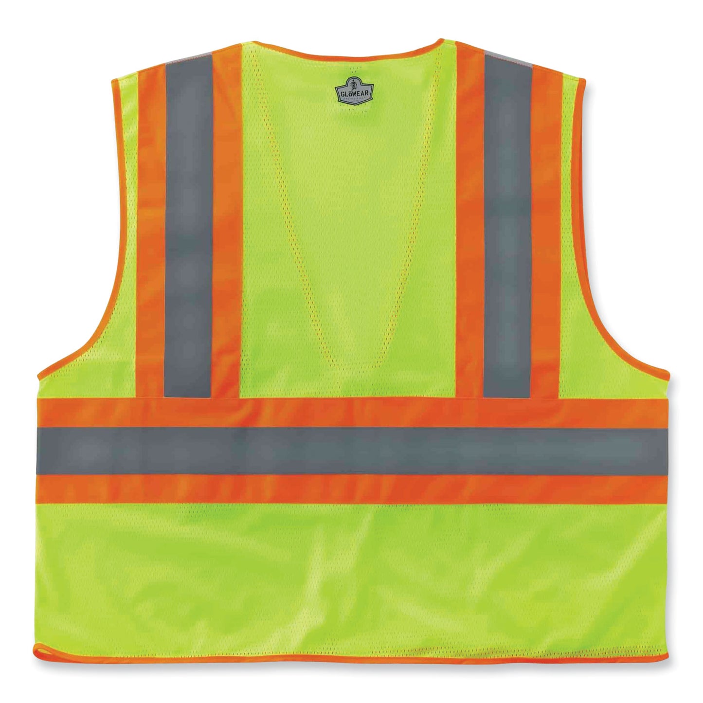 GloWear 8230Z Class 2 Two-Tone Mesh Zipper Vest, Polyester, Large/X-Large, Lime