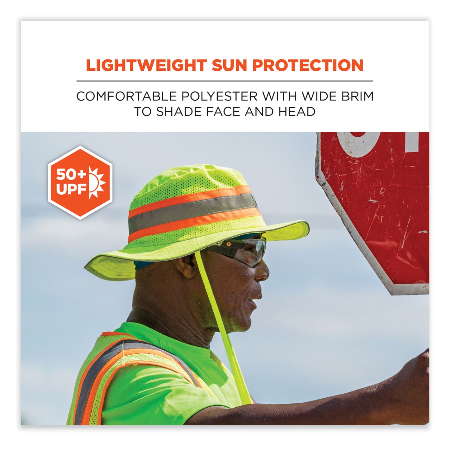 GloWear 8935 Hi-Vis Ranger Sun Hat, Polyester, Small/Medium, Orange