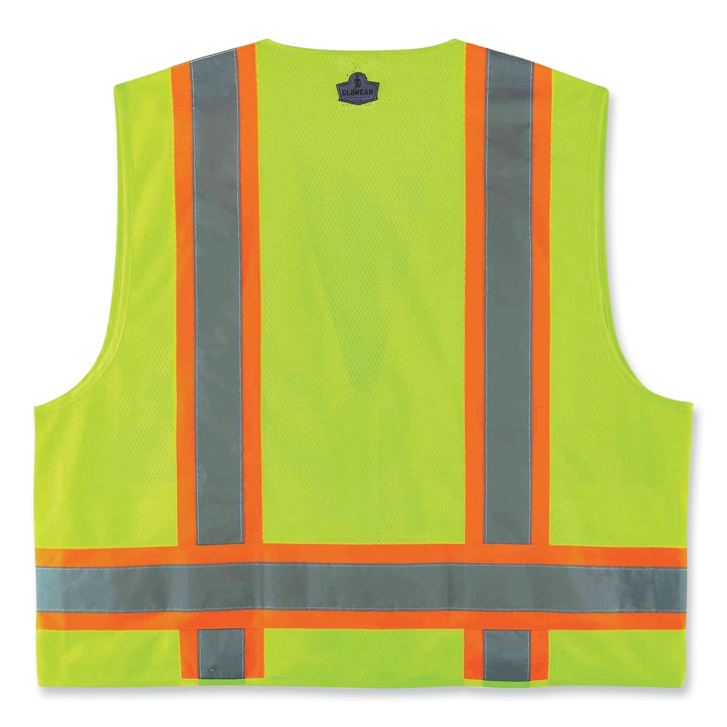 GloWear 8248Z Class 2 Two-Tone Surveyors Zipper Vest, Polyester, 4X-Large/5X-Large, Lime