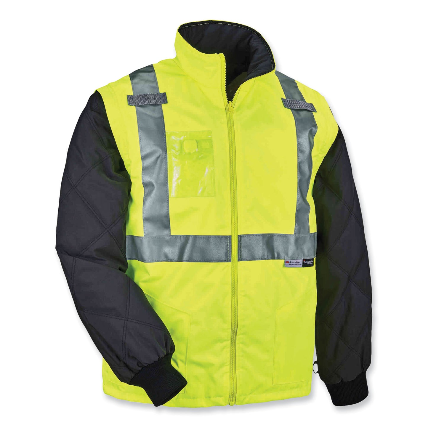 GloWear 8287 Class 2 Hi-Vis Jacket with Removable Sleeves, X-Large, Lime