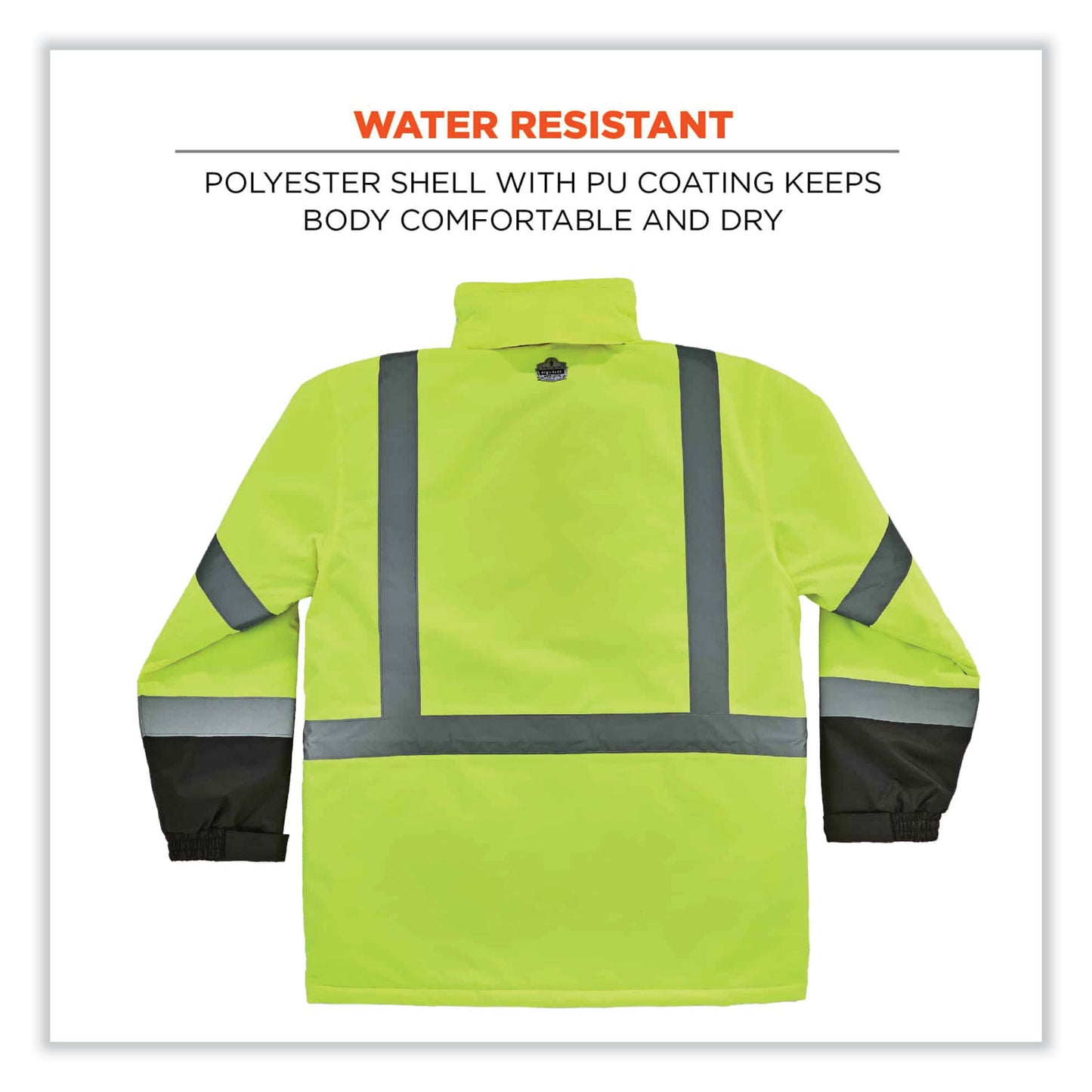 GloWear 8384 Class 3 Hi-Vis Quilted Thermal Parka, 4X-Large, Lime