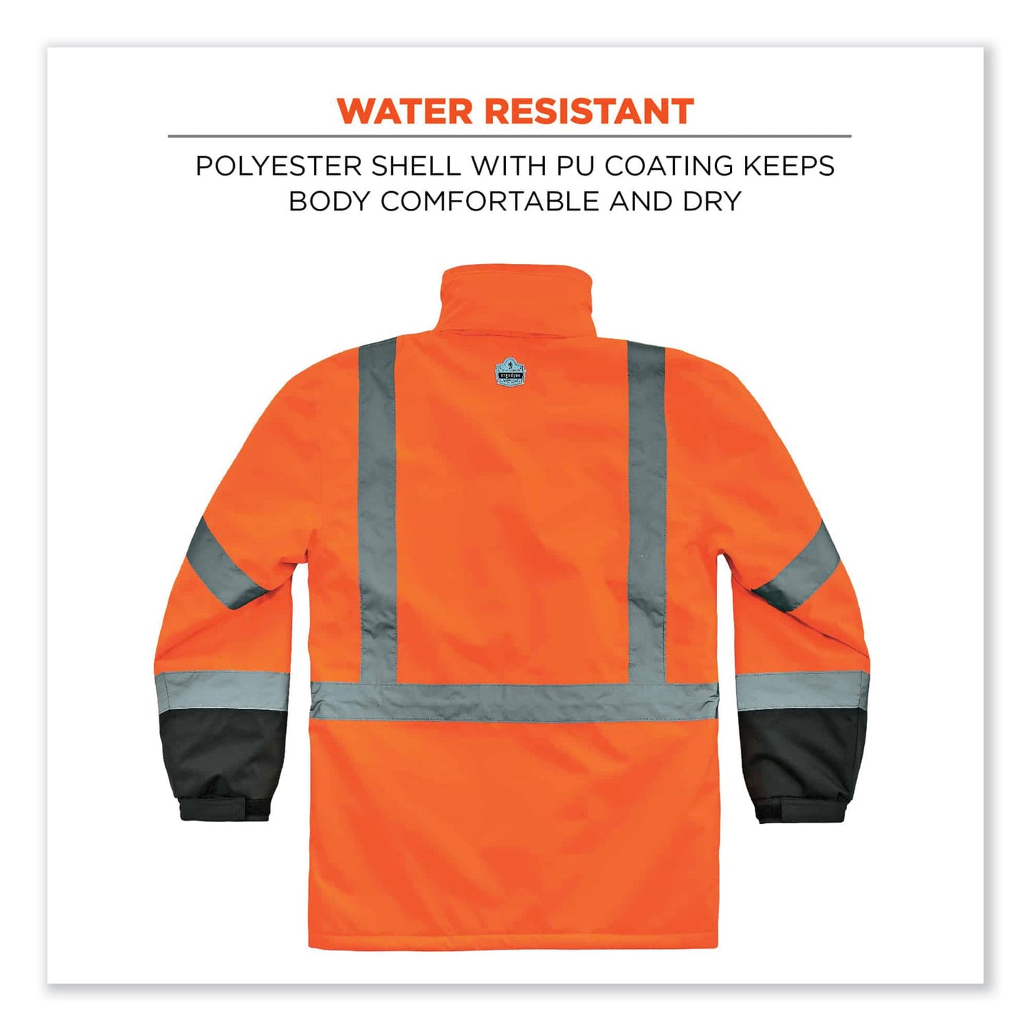 GloWear 8384 Class 3 Hi-Vis Quilted Thermal Parka, Large, Orange