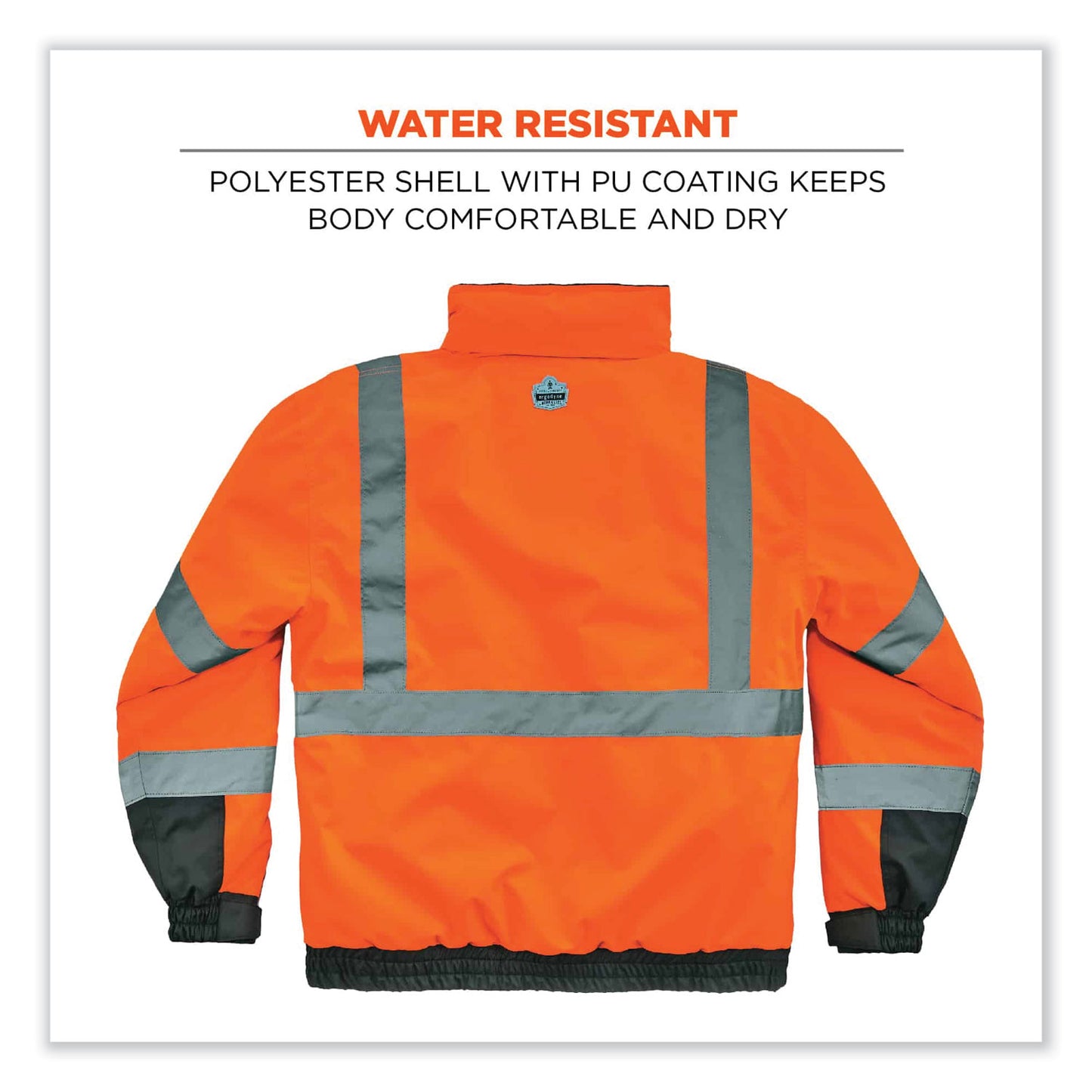GloWear 8377 Class 3 Hi-Vis Quilted Bomber Jacket, Orange, 3X-Large
