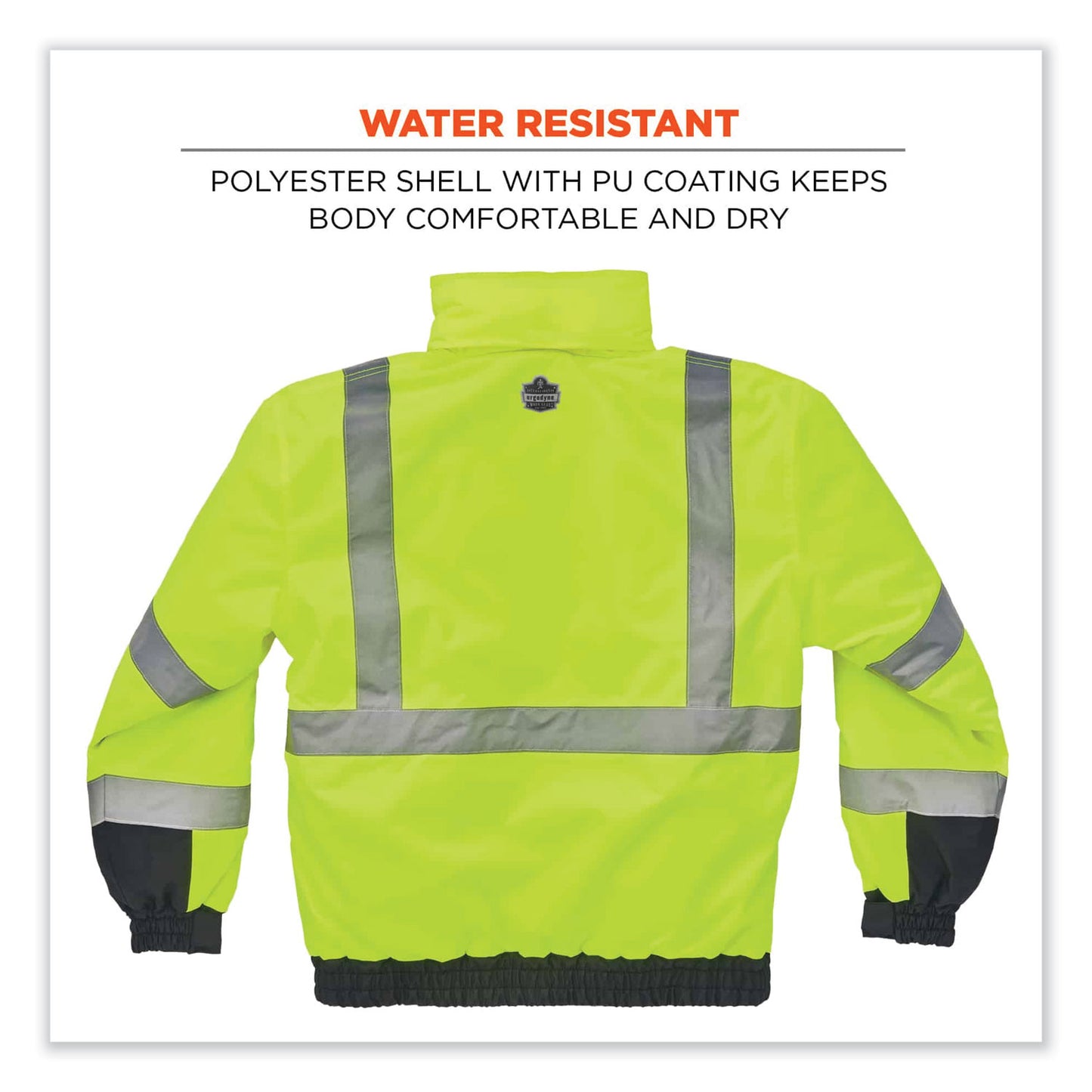GloWear 8377 Class 3 Hi-Vis Quilted Bomber Jacket, Lime, Medium