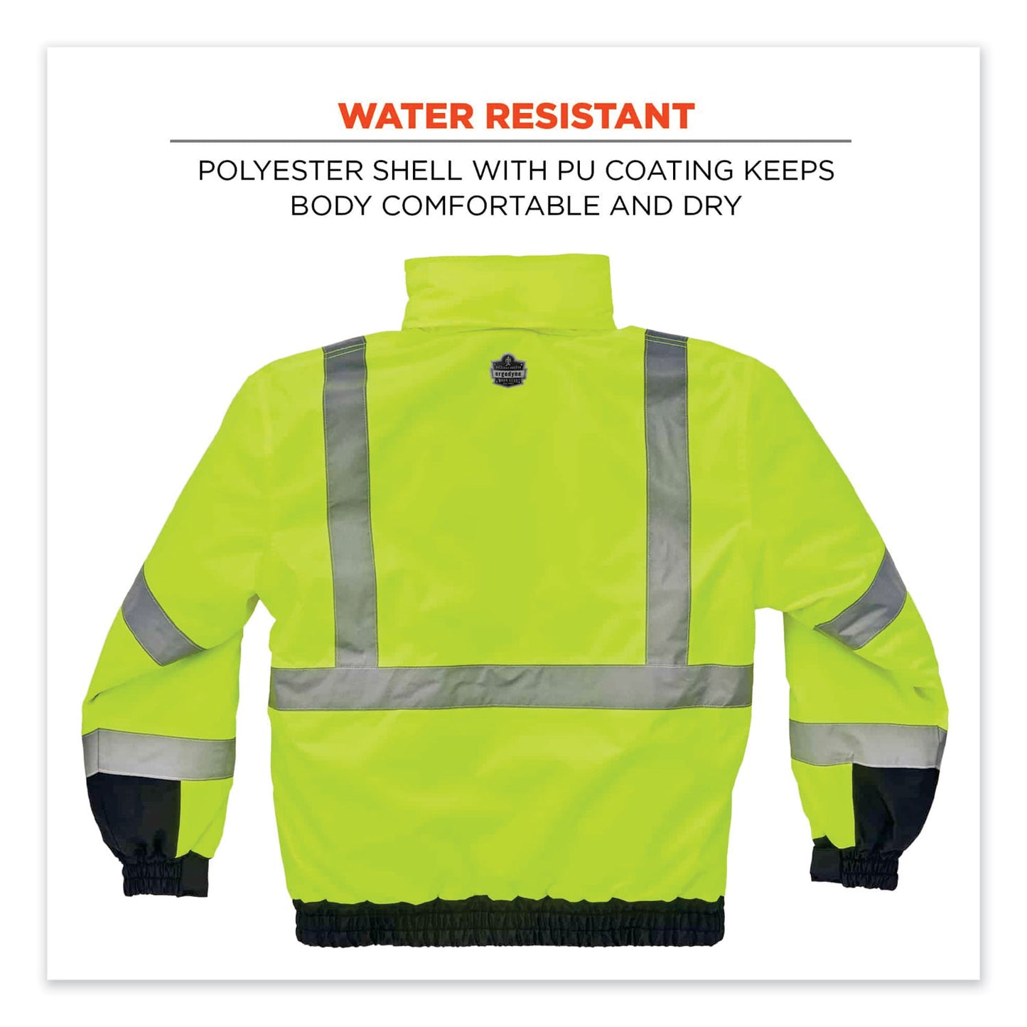 GloWear 8377 Class 3 Hi-Vis Quilted Bomber Jacket, Lime, 5X-Large