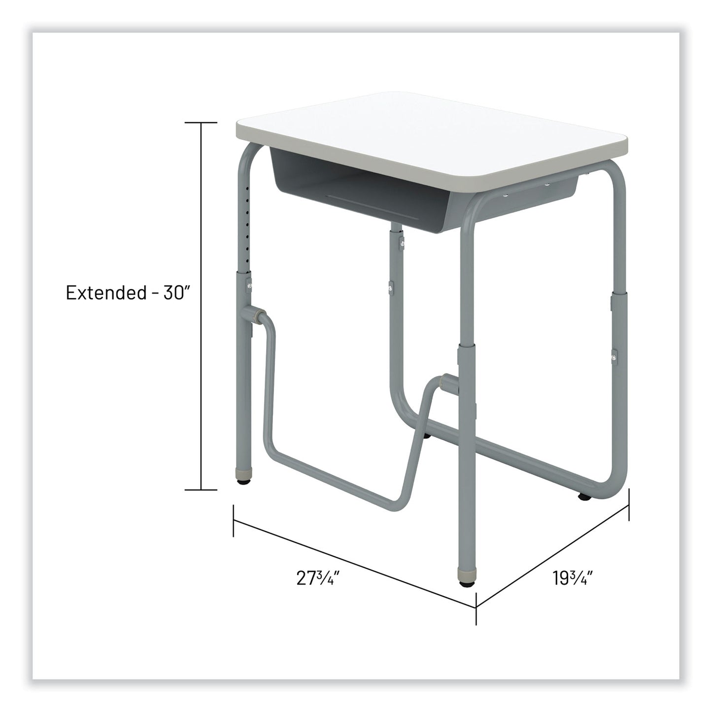 AlphaBetter 2.0 Height-Adjustable Student Desk with Pendulum Bar and Book Box, 27.75 x 19.75 x 22 to 30, Dry Erase