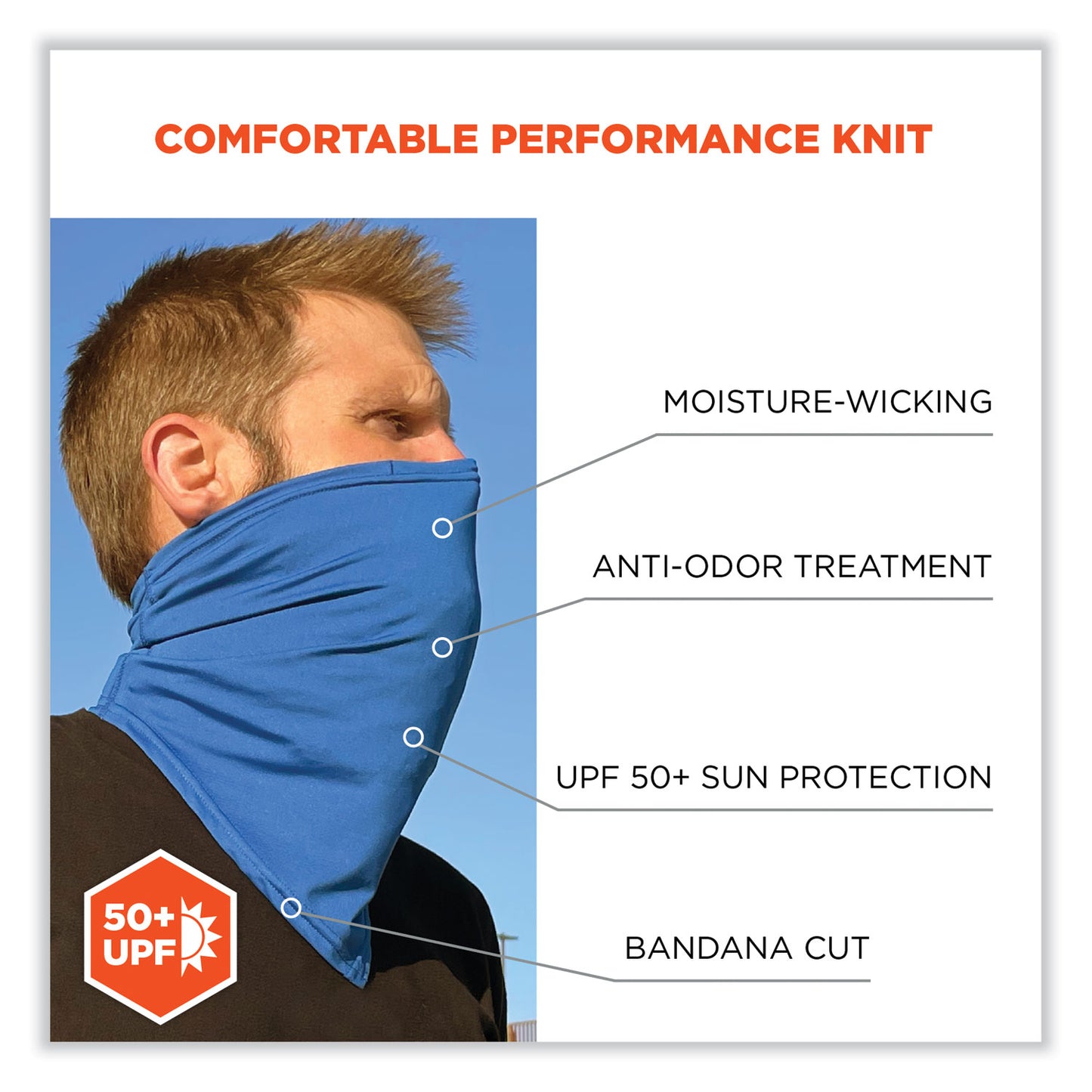 Chill-Its 6483 Cooling Neck Gaiter Bandana Pocket, Polyester/Spandex, Large/X-Large, Blue