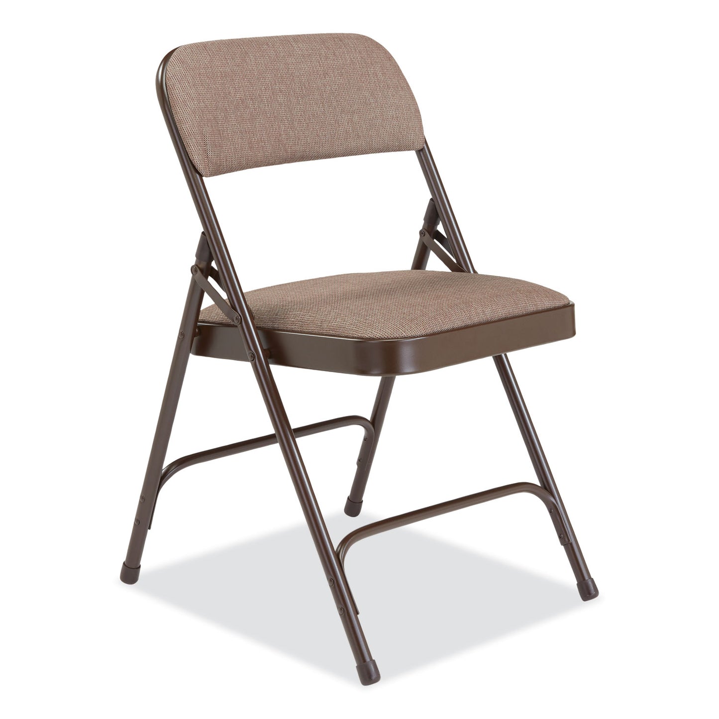 2200 Series Fabric Dual-Hinge Premium Folding Chair, Supports Up to 500 lb, Walnut Seat, Walnut Back, Brown Base, 4/Carton