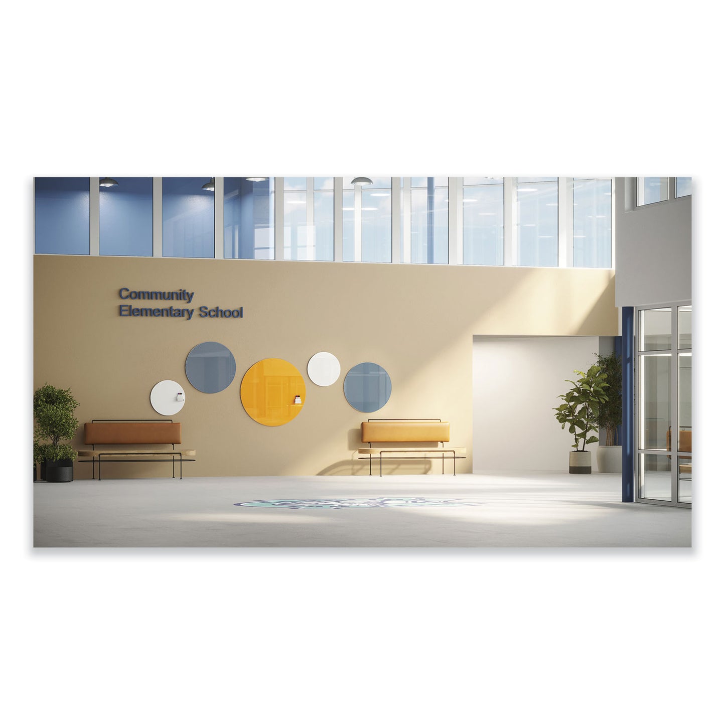 Coda Low Profile Circular Magnetic Glassboard, 36" x 36", White Surface