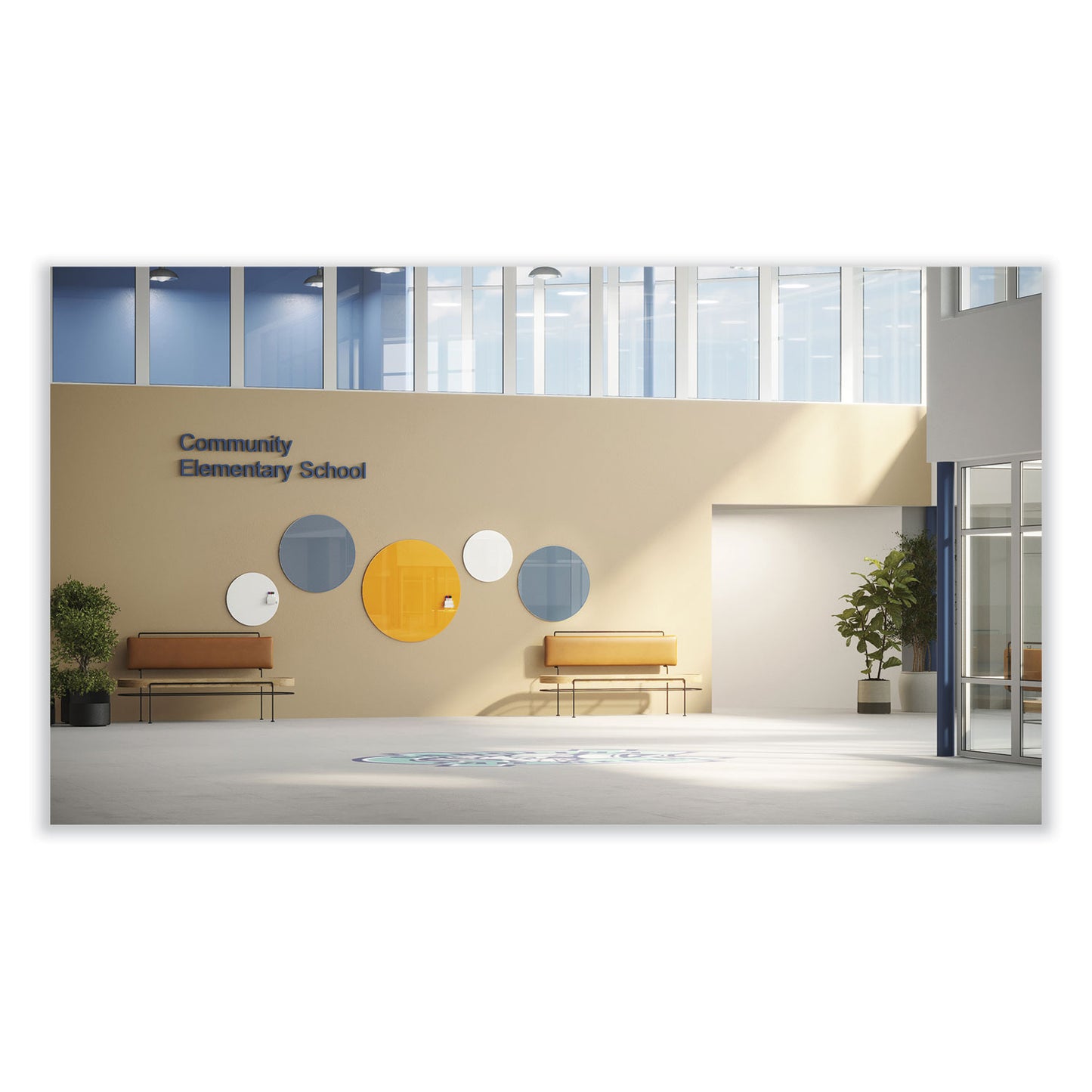 Coda Low Profile Circular Non-Magnetic Glassboard, 24" x 24", White Surface