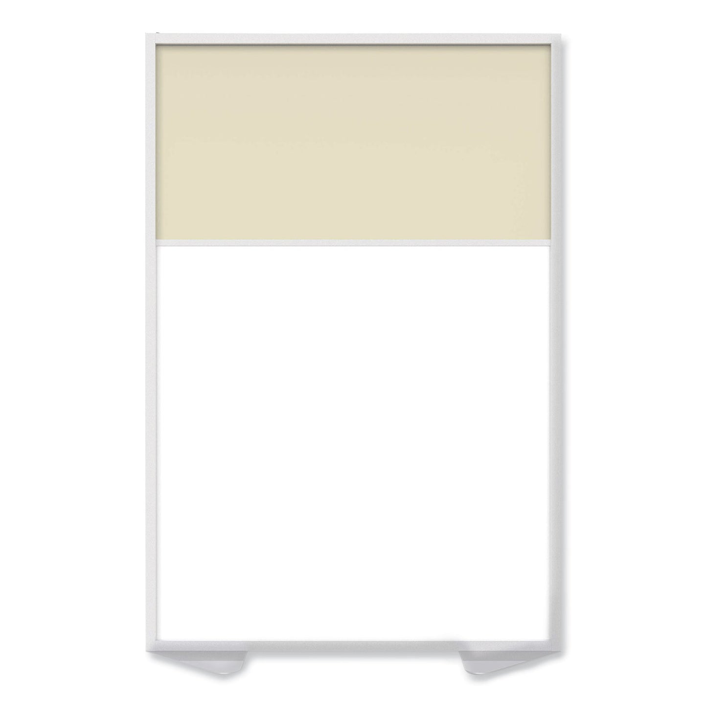 Floor Partition with Aluminum Frame and 2 Split Panel Infill, 48.06 x 2.04 x 71.86, White/Carmel