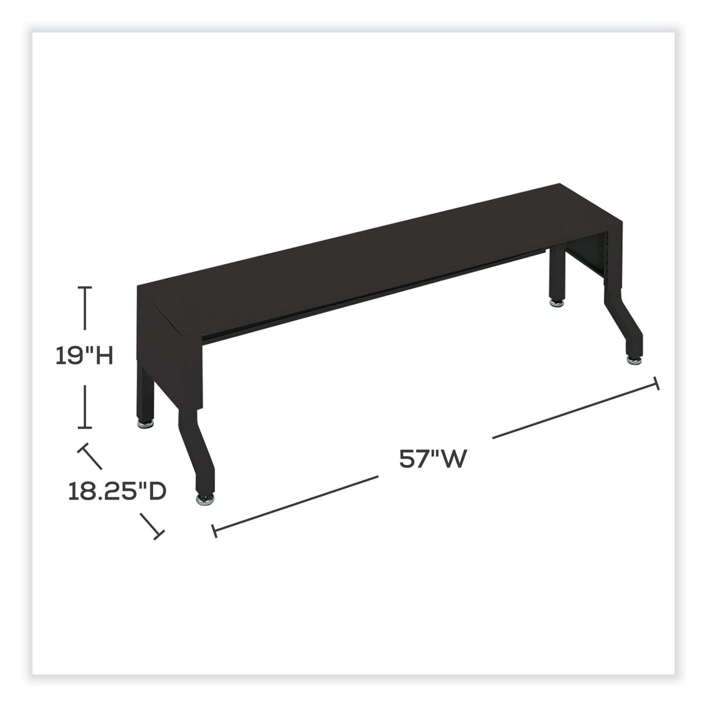 E-Z Sort Satellite Mail Station Base, 57.5 x 18.25 x 14 to 19, Black