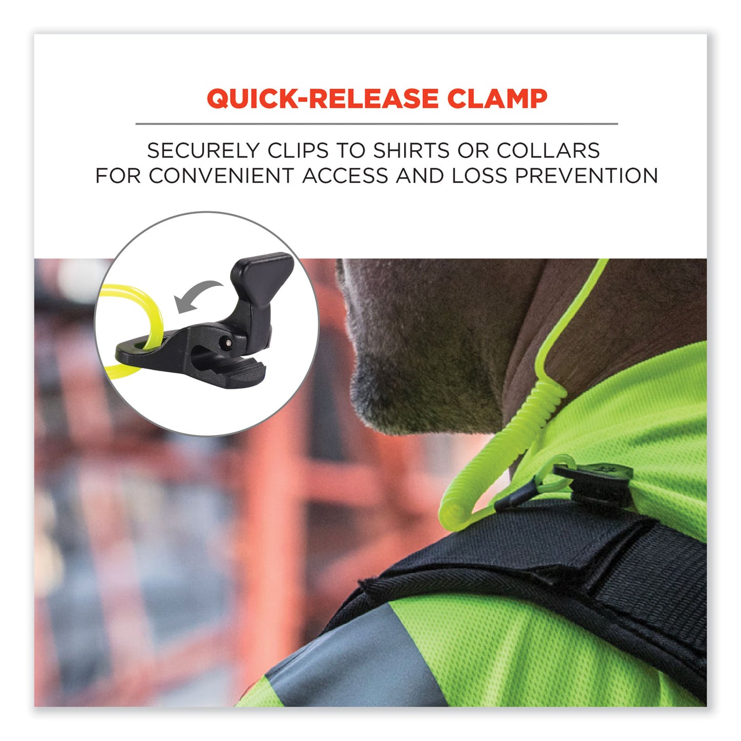 Squids 3158 Coiled Lanyard with Clamp, 2 lb Max Working Capacity, 12" to 48" Long, Lime