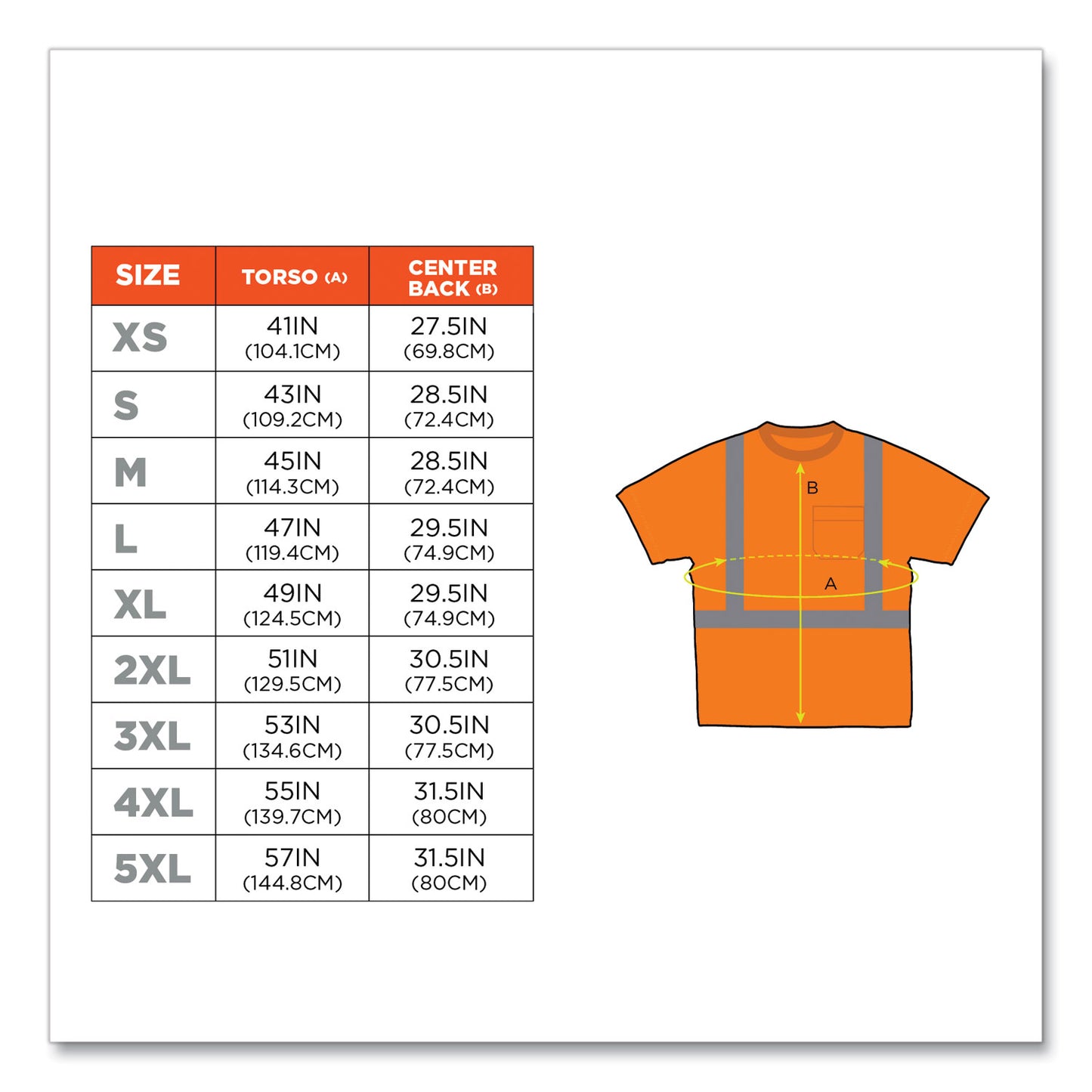 GloWear 8289 Class 2 Hi-Vis T-Shirt, Orange, 5X-Large