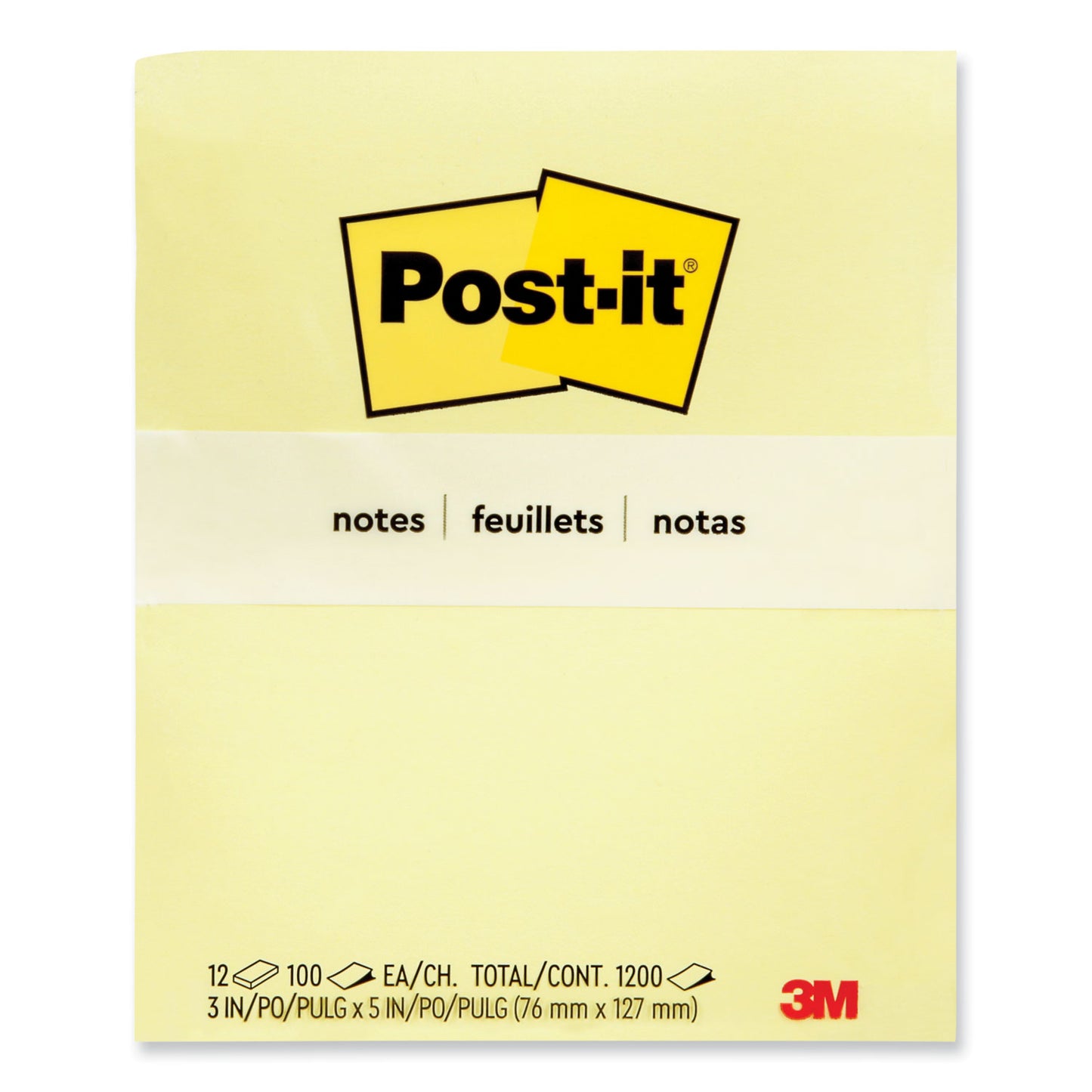 Original Pads in Canary Yellow, 3" x 5", 100 Sheets/Pad, 12 Pads/Pack