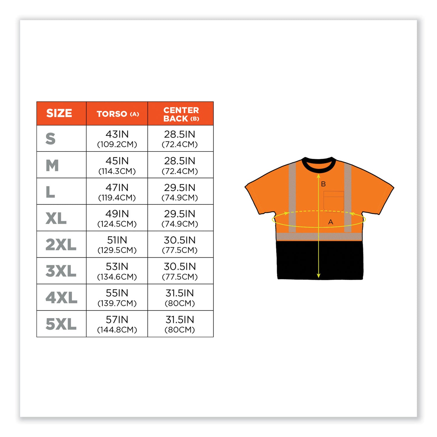GloWear 8280BK Class 2 Performance T-Shirt with Black Bottom, Large, Orange