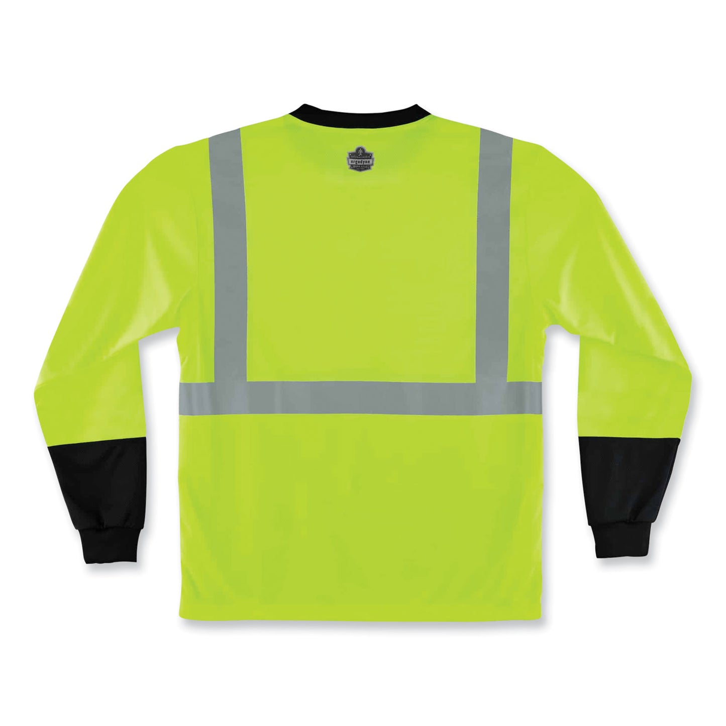 GloWear 8291BK Type R Class 2 Black Front Long Sleeve T-Shirt, Small, Lime