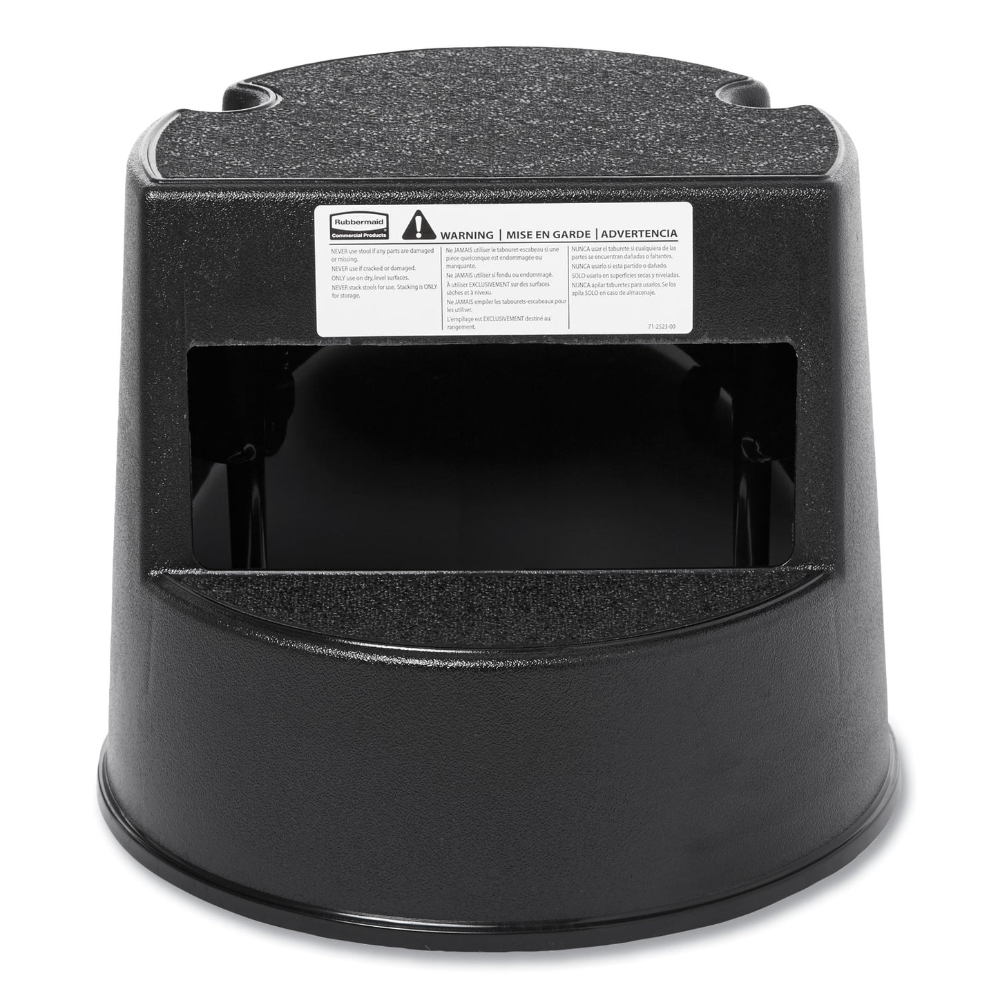 Rolling Step Stool, Curved Design, 2-Step, Retracting Casters, 350 lb Capacity, 16" Diameter x 13.5"h, Black