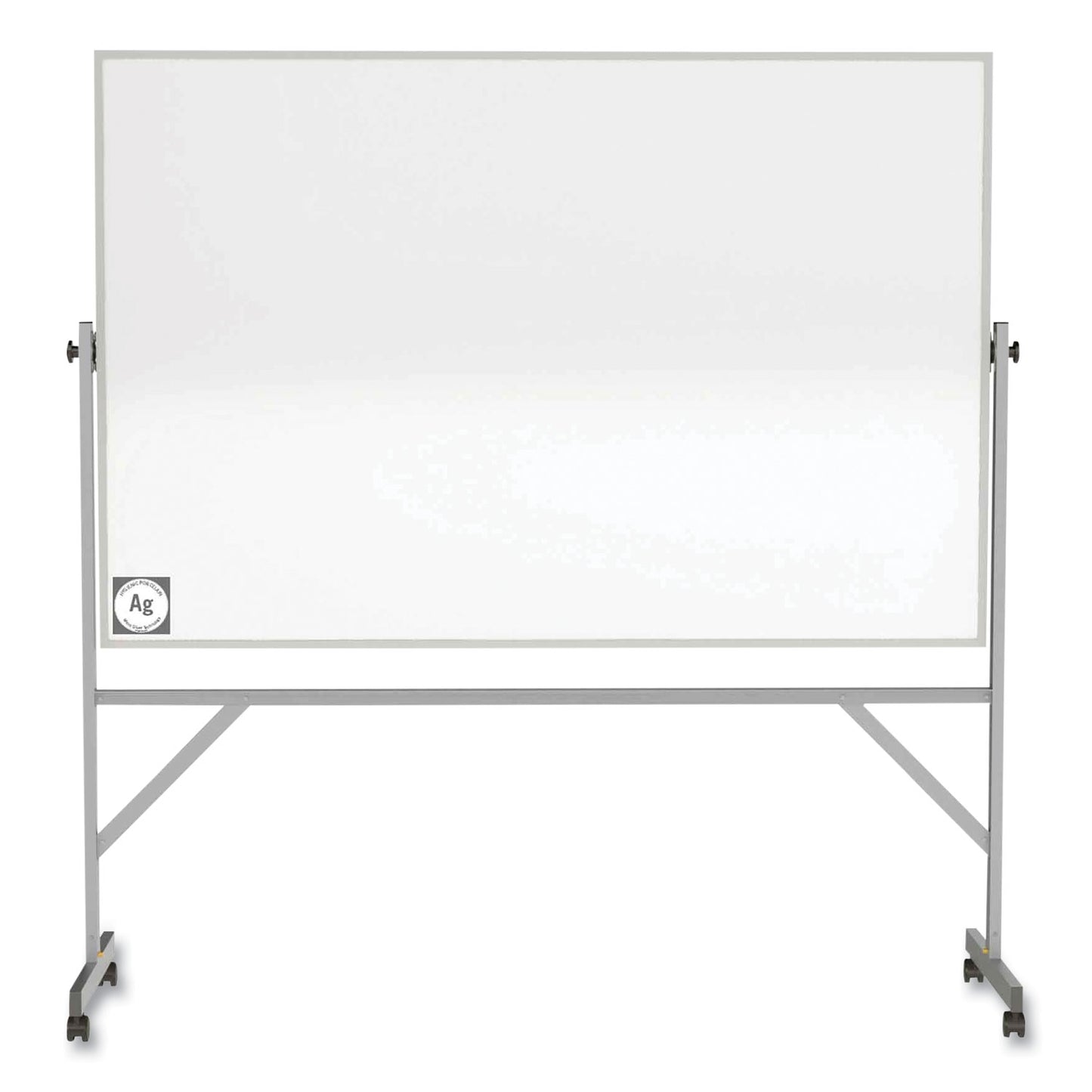 Reversible Magnetic Hygienic Porcelain Whiteboard with Aluminum Frame, 72" x 48", White Surface, Satin Aluminum Frame