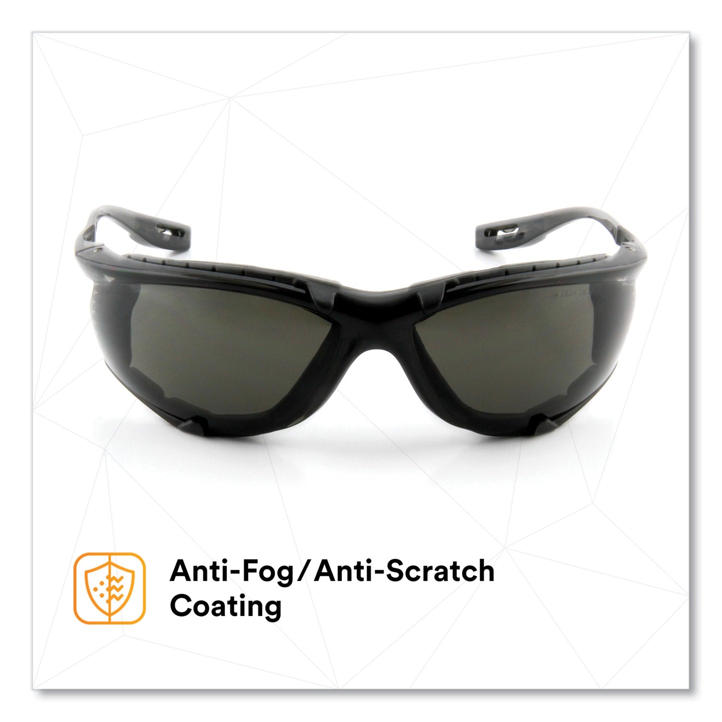 Virtua CCS Protective Eyewear with Foam Gasket, Black/Gray Half Frame, Gray Dual Lens