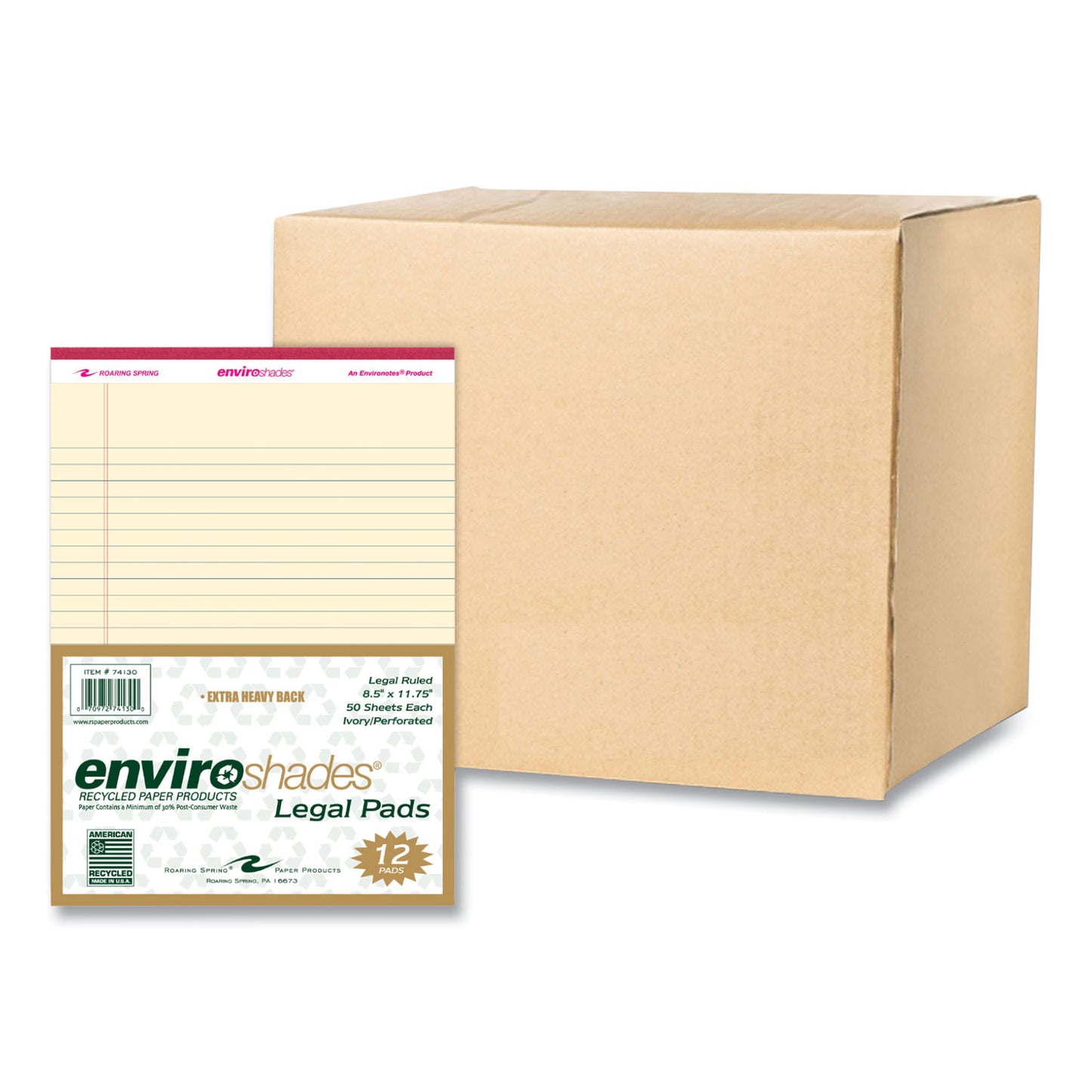 EnviroShades Legal Notepads, Wide/Legal Rule, (50) Ivory 8.5 x 11 Sheets, 36/Carton