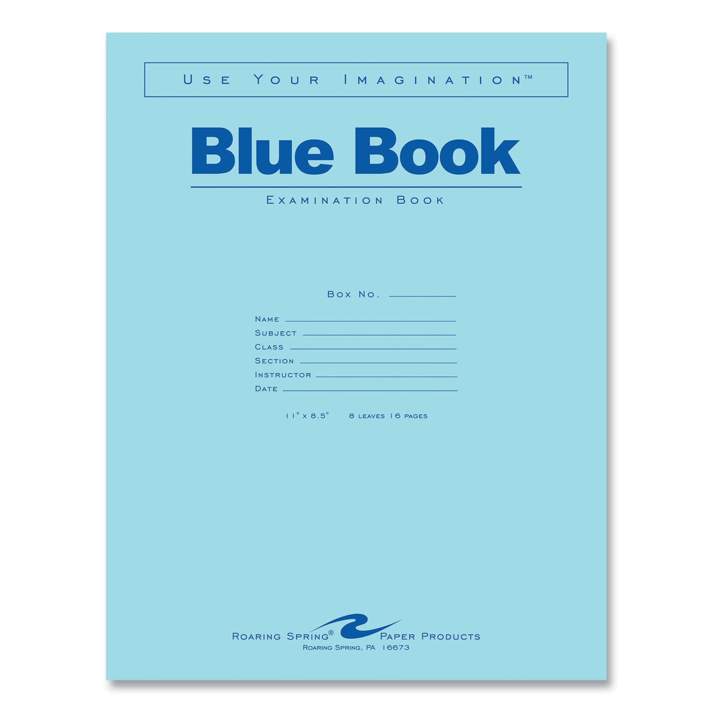Examination Blue Book, Wide/Legal Rule, Blue Cover, (8) 11 x 8.5 Sheets, 500/Carton