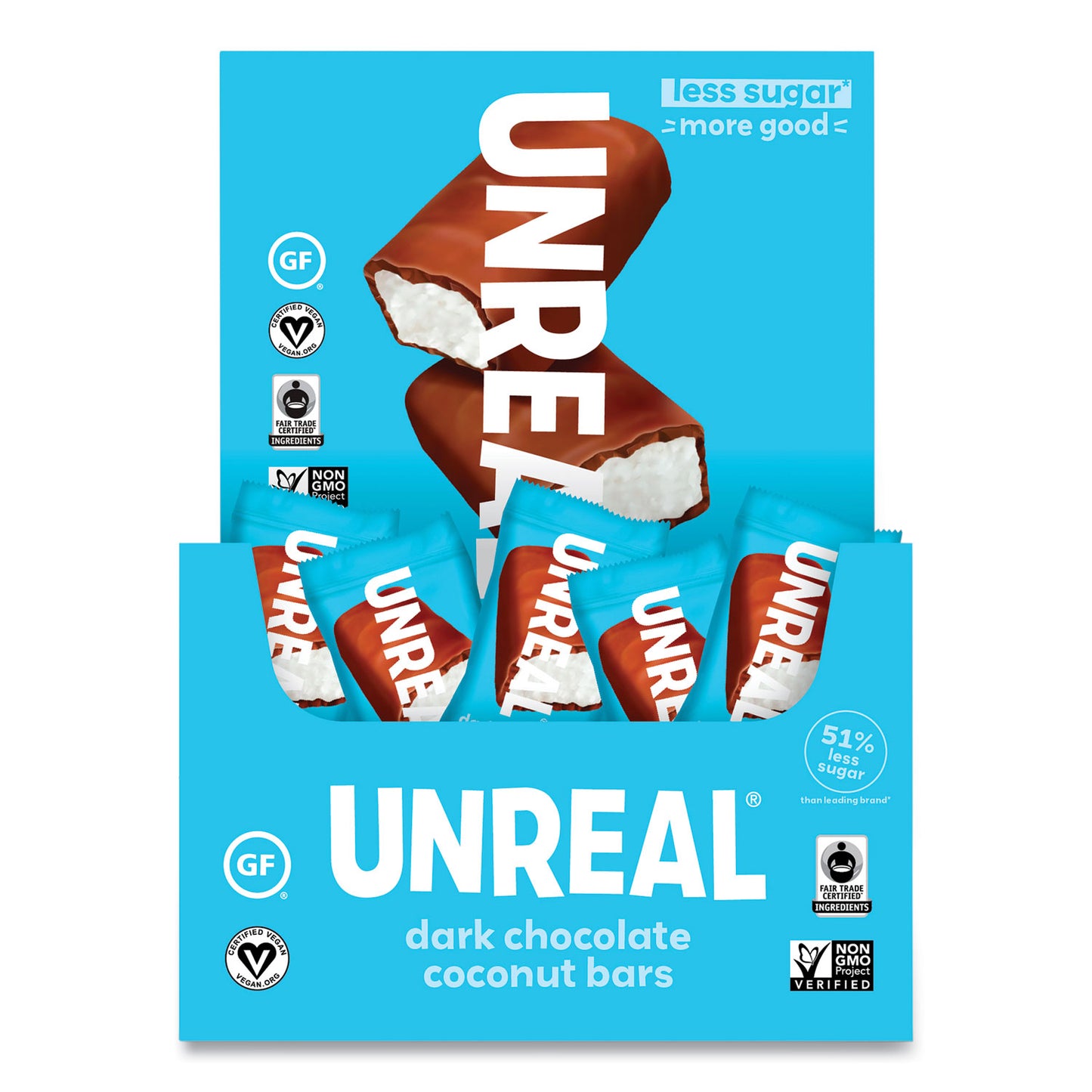 Dark Chocolate Coconut Bars, 0.53 oz, Individually Wrapped, 40/Pack