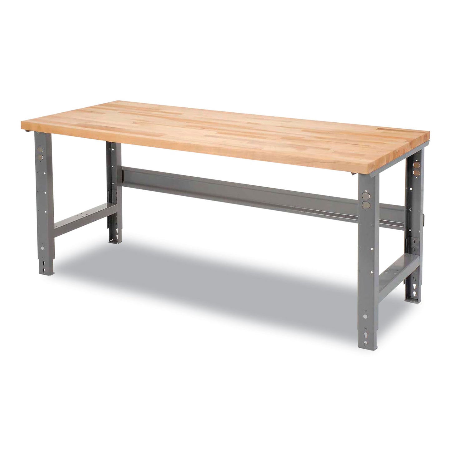 Standard Duty Butcher Block Top Adjustable Height Workbench, 2,000 lbs, 60 x 30 x 30.88 to 36.88, Gray