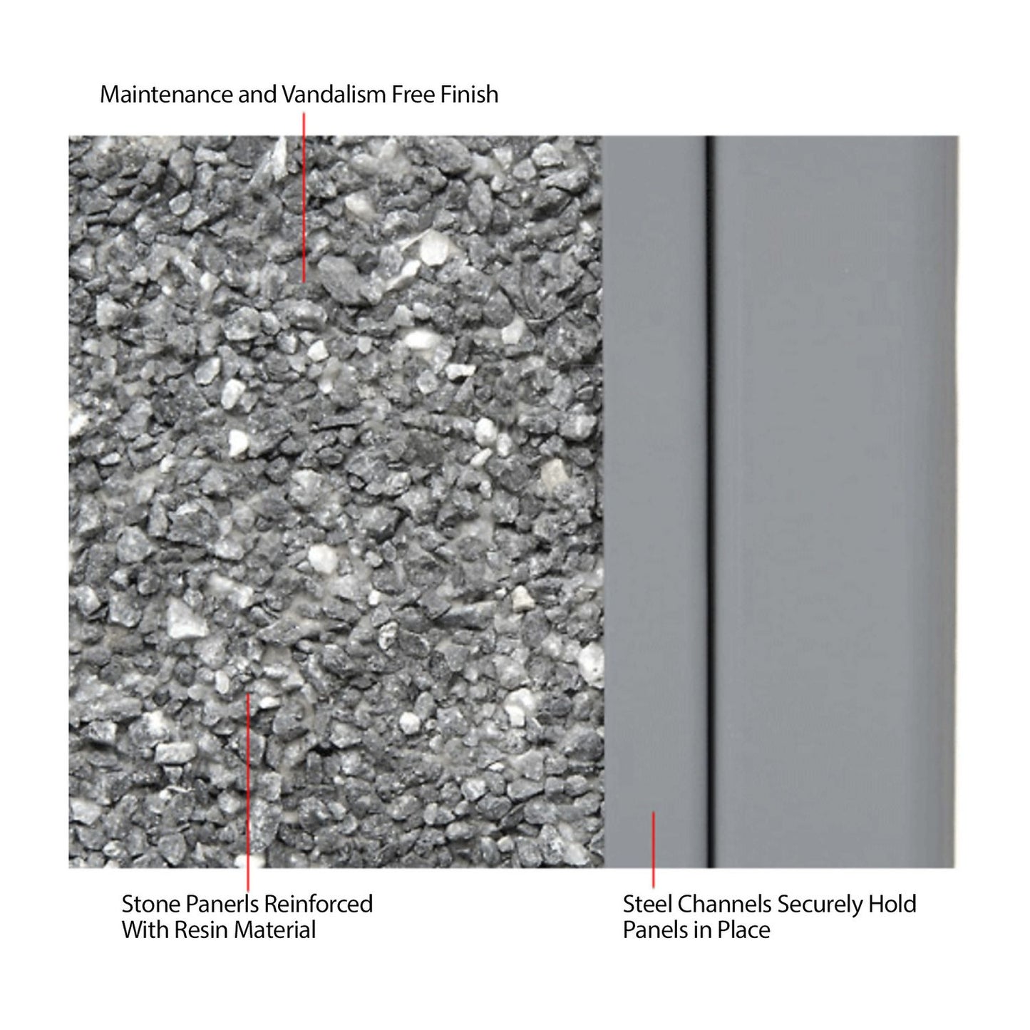 Stone Panel All Weather Trash Receptacle Urn, 24 gal, Steel, Gray