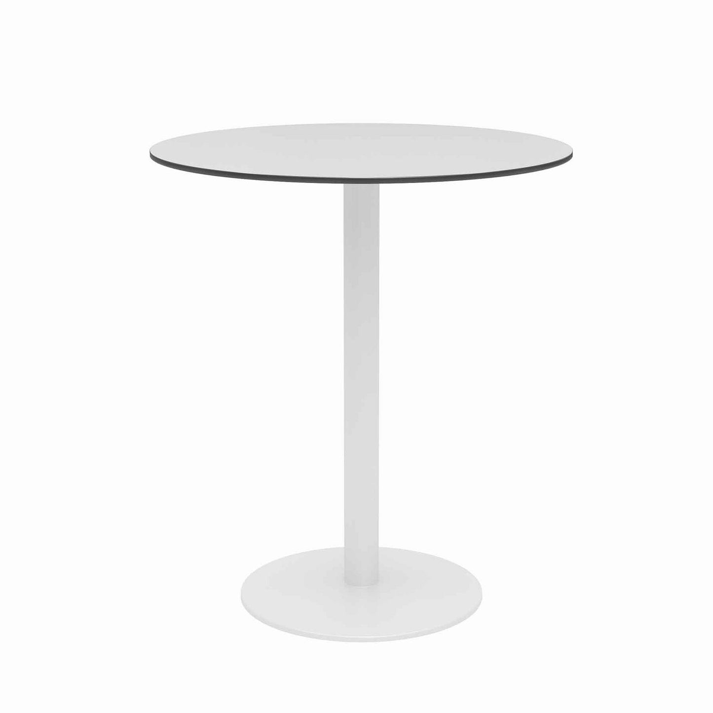 Eveleen Outdoor Patio Table with Two Mocha Powder-Coated Polymer Chairs, 30" Dia x 29h, Gray