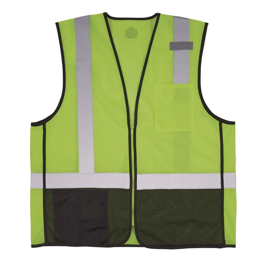 GloWear 8210Z Hi-Vis Class 2 Mesh Vest, Polyester, Small to Medium, Lime