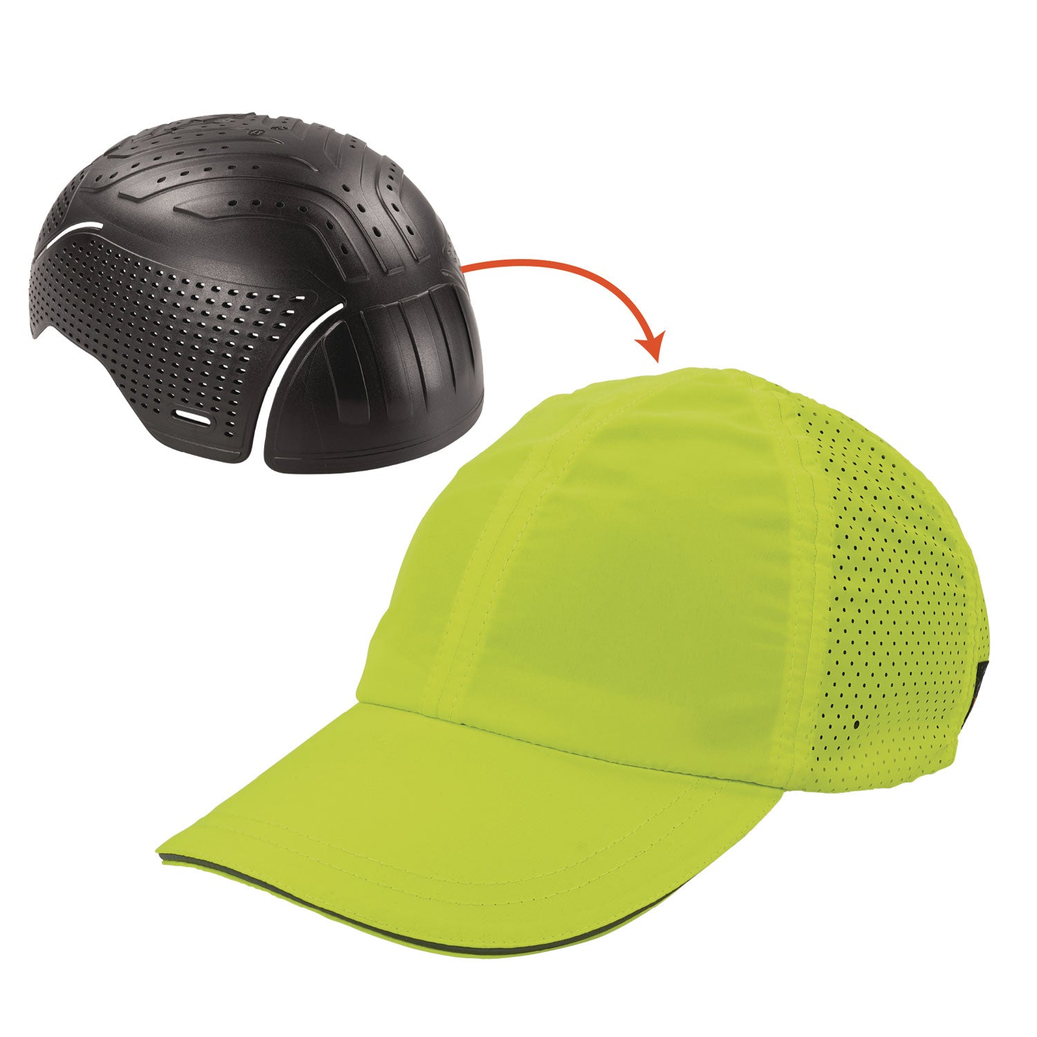 Skullerz 8947 Lightweight Baseball Hat and Bump Cap Insert, Front Brim, X-Small to Small (6.25 to 7.25), 0.2" Insert, Lime