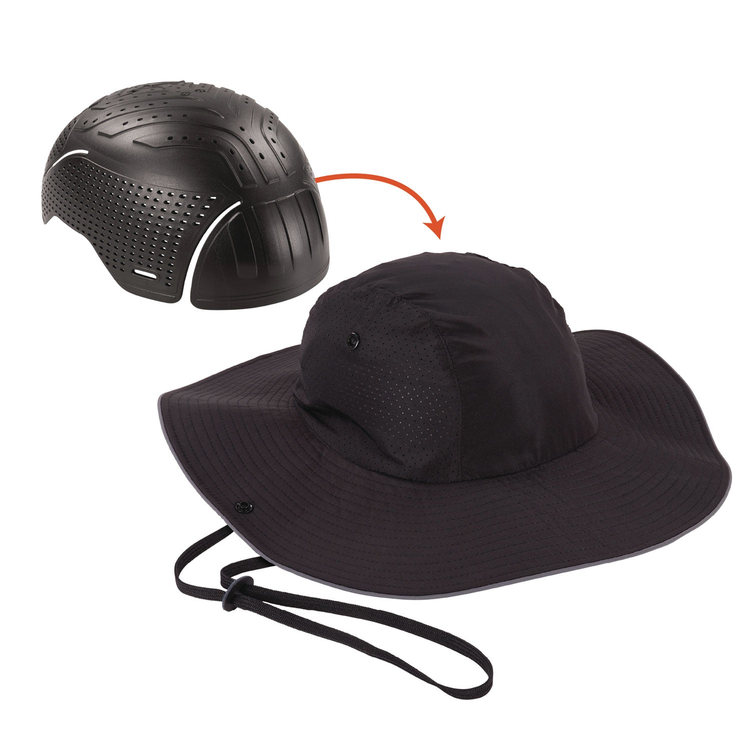 Skullerz 8957 Lightweight Ranger Hat and Bump Cap Insert, Full Brim, Medium to Large (6.75 to 7.75), 0.2" Insert, Black