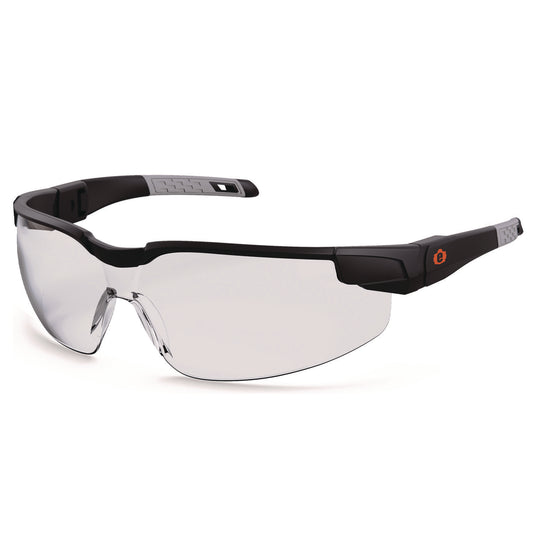 Skullerz DELLENGER Anti-Fog Safety Glasses with Adjustable Temples, Matte Black Half Frame, Clear Single Lens