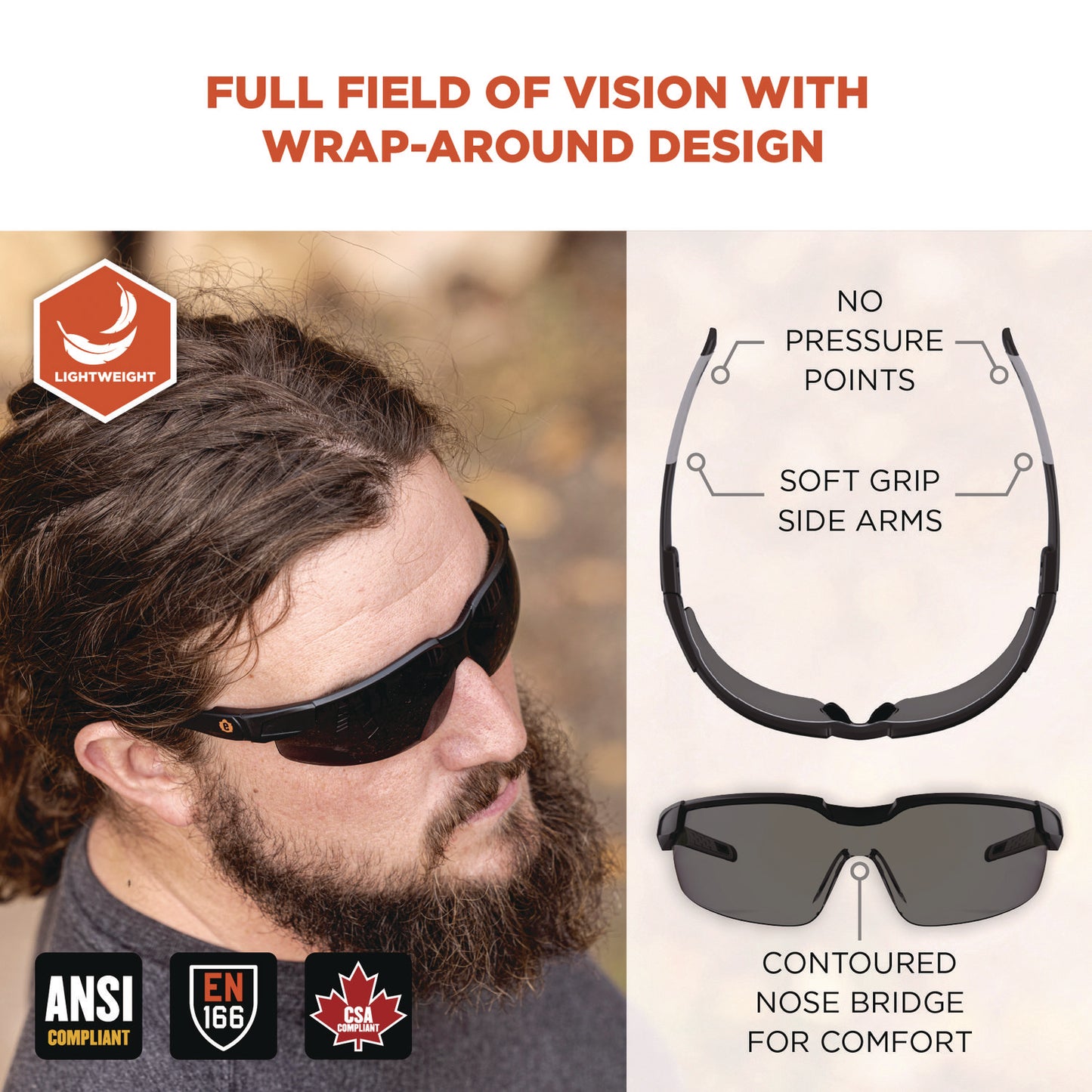 Skullerz DELLENGER Anti-Fog Safety Glasses with Adjustable Temples, Matte Black Half Frame, Smoke Single Lens