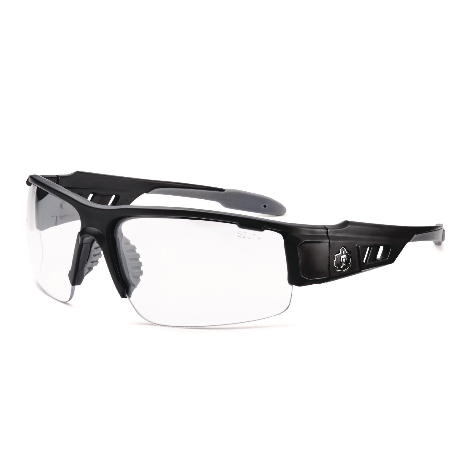 Skullerz DAGR Anti-Scratch Enhanced Anti-Fog Safety Glasses, Matte Black Half Frame, Clear Dual Lens