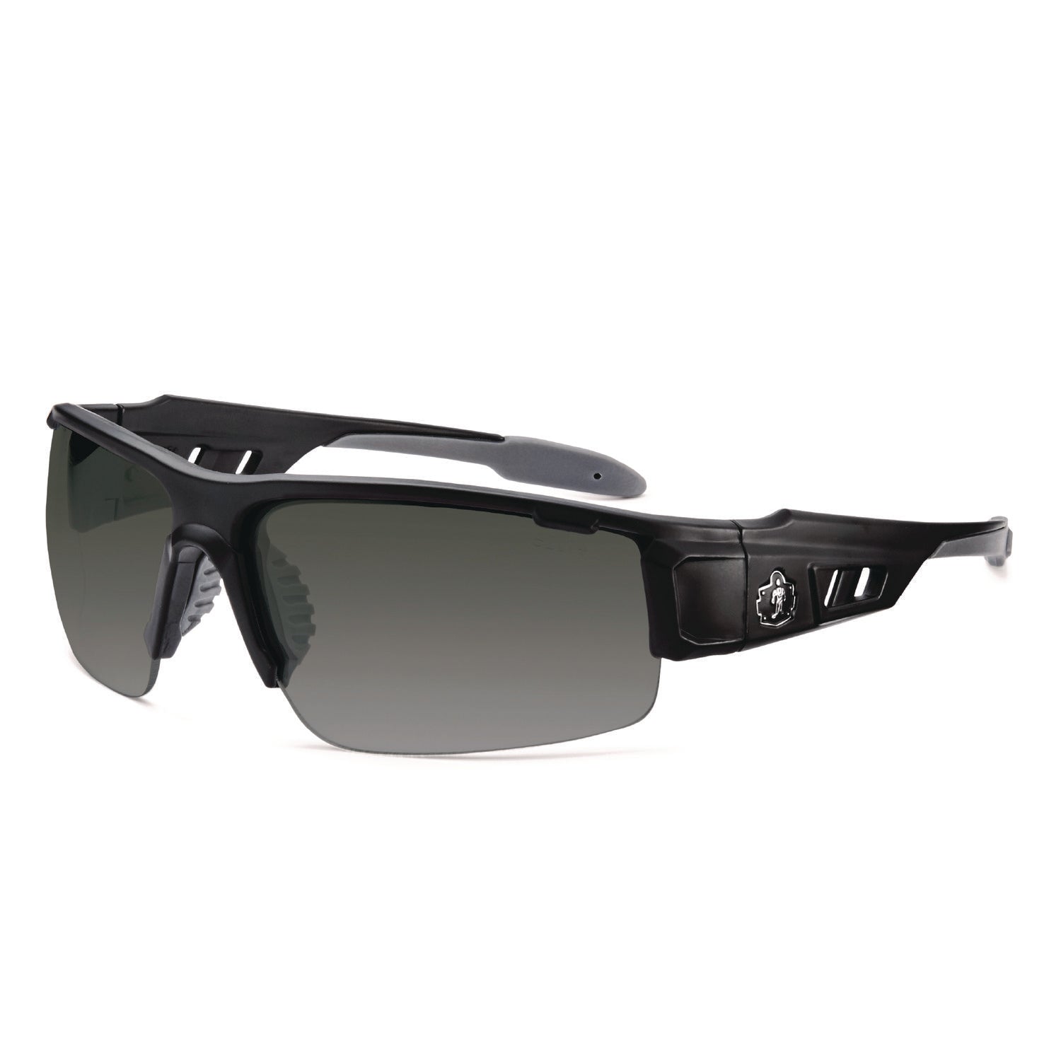 Skullerz DAGR Anti-Scratch Enhanced Anti-Fog Safety Glasses, Matte Black Half Frame, Smoke Dual Lens