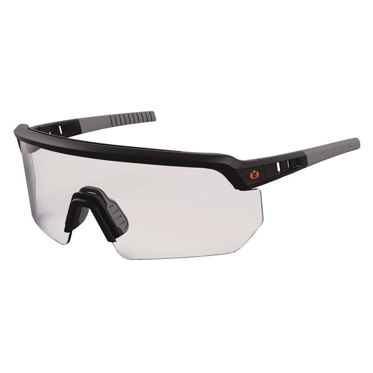 Skullerz AEGIR Anti-Scratch Enhanced Anti-Fog Safety Glasses, Matte Black Half Frame, Clear Single Lens