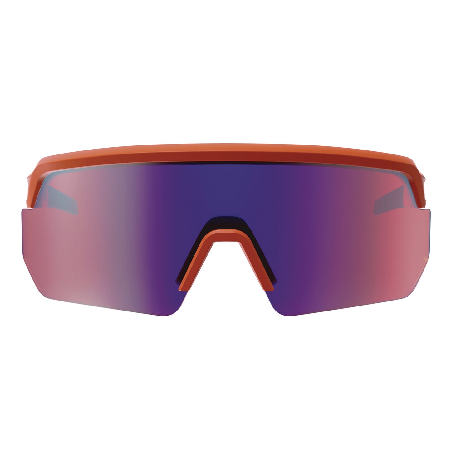 Skullerz AEGIR Anti-Scratch Enhanced Anti-Fog Safety Glasses, Orange Half Frame, Mirrored Purple Single Lens