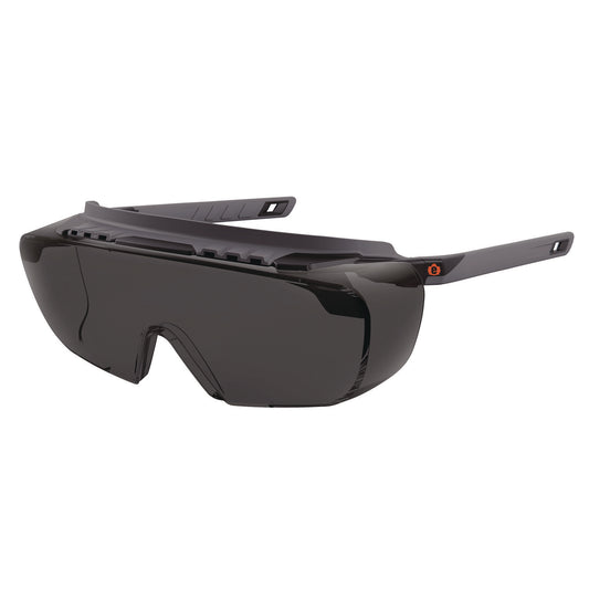 Skullerz OSMIN Safety Glasses, Matte Black Half Frame OTG, Smoke Single Lens