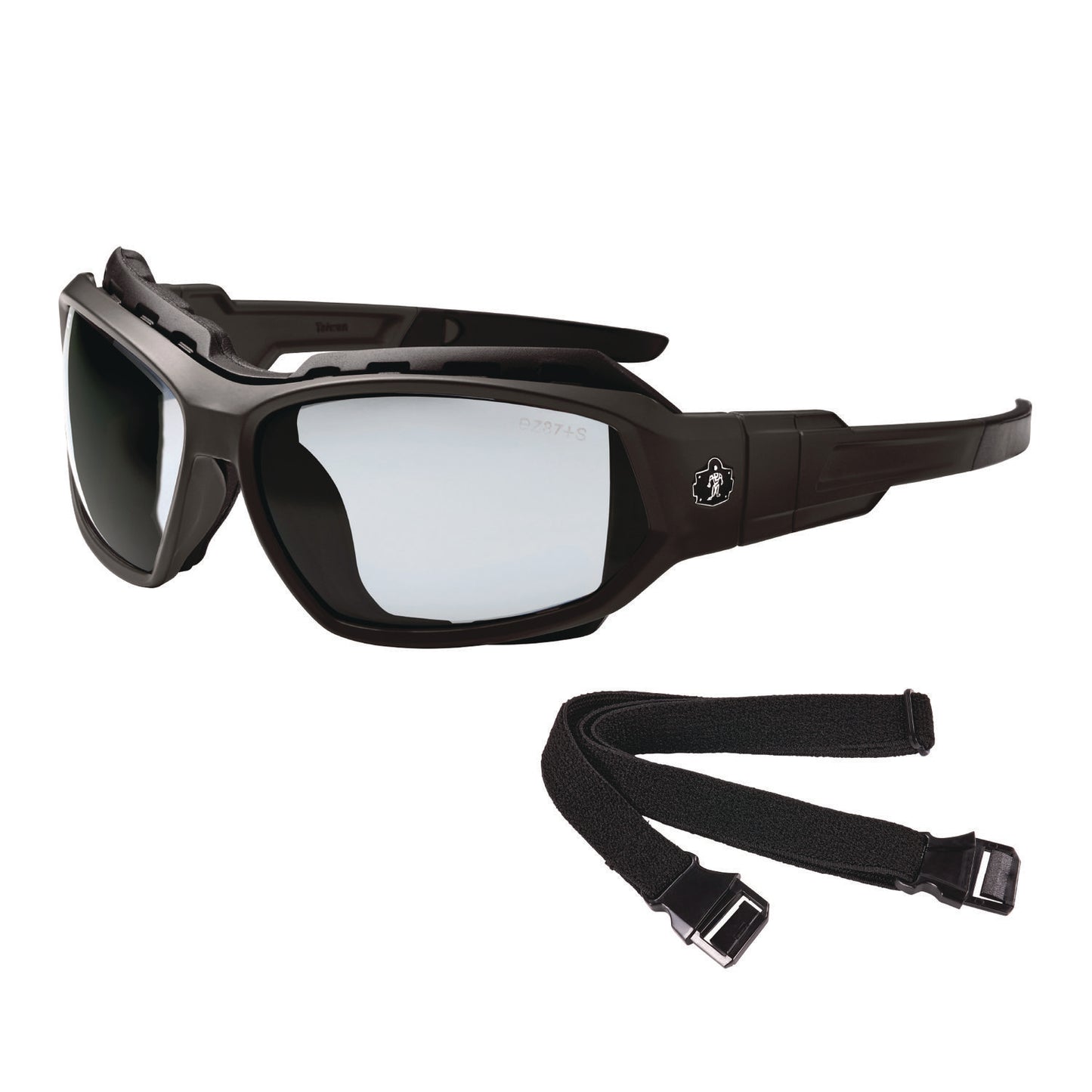 Skullerz LOKI Anti-Scratch Enhanced Anti-Fog Convertible Safety Spoggles, Matte Black Half Frame, Clear Dual I/O Lens