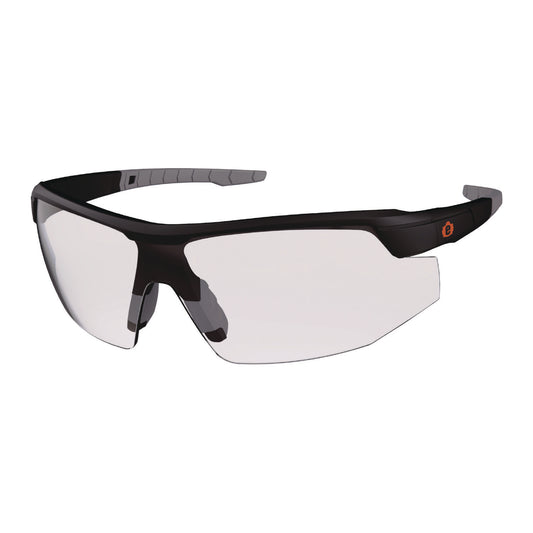 Skullerz SKOLL Anti-Scratch Enhanced Anti-Fog Safety Glasses, Matte Black Half Frame, Clear Single Lens