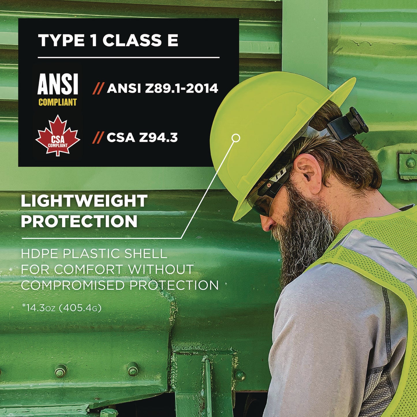 Skullerz 8969 Class E Lightweight Full Brim Hard Hat, 6-Point Standard Ratchet, One Size Fits Most (6.5 to 8), Lime