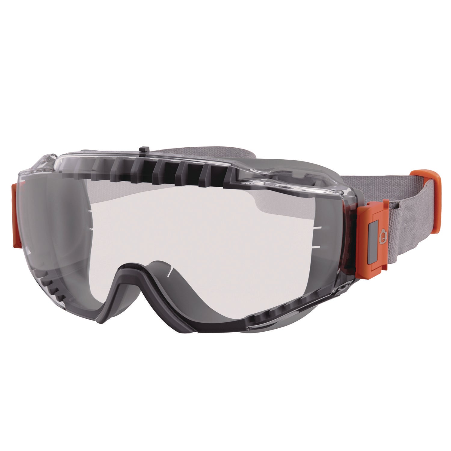Skullerz MODI OTG Anti-Scratch and Enhanced Anti-Fog Safety Goggles with Neoprene Strap, Clear Lens, Gray/Clear Frame